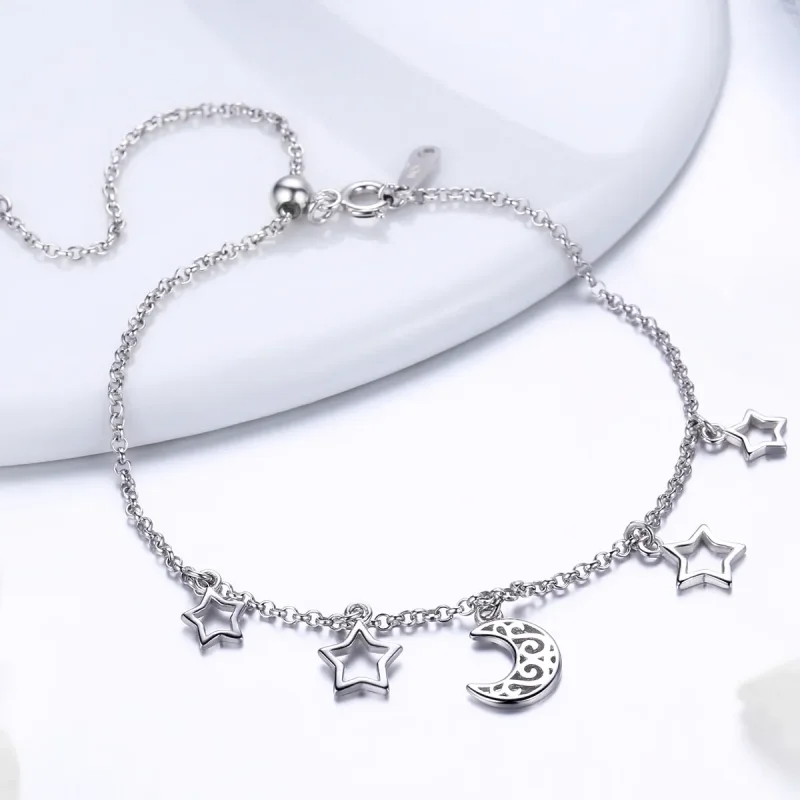 (bilde for) Pandora Style Silver Starry Sky Chain Slider Armbånd - SCB107 - Vis 6