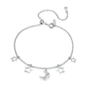 Pandora Style Silver Starry Sky Chain Slider Armbånd - SCB107 (bilde for) Pandora Style Silver Starry Sky Chain Slider Armbånd - SCB107