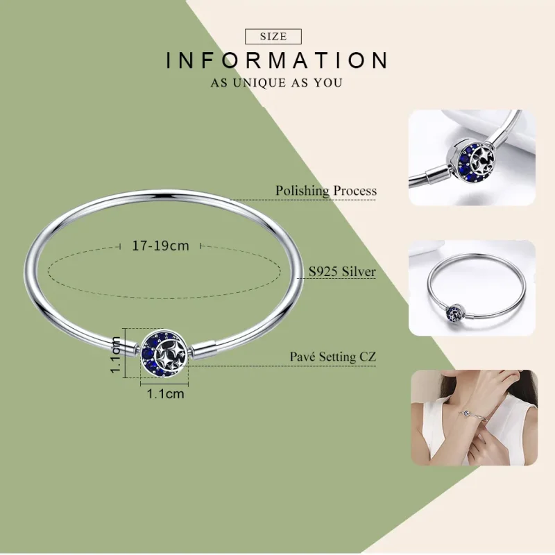 (bilde for) Pandora Style Silver Starry Sky Hard Bangle - SCB080 - Vis 4