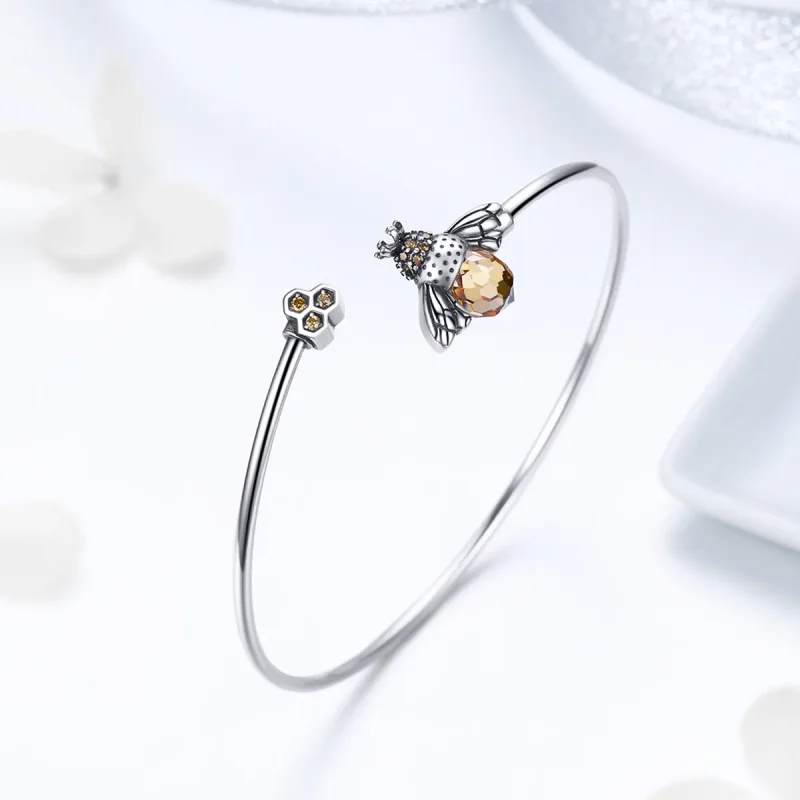 (bilde for) Pandora Style Silver Story of The Bee Open Bangle - SCB104 - Vis 4