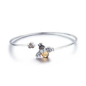 (bilde for) Pandora Style Silver Story of The Bee Open Bangle - SCB104
