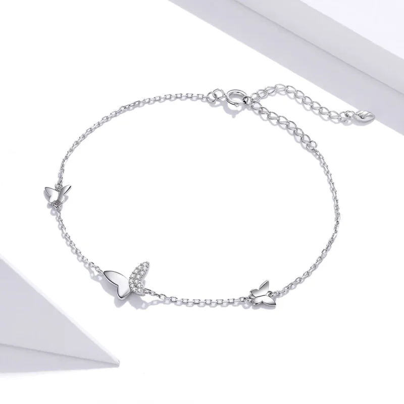 (bilde for) Pandora Style Silver Surrounded Butterflies armbånd - SCB197 - Vis 3