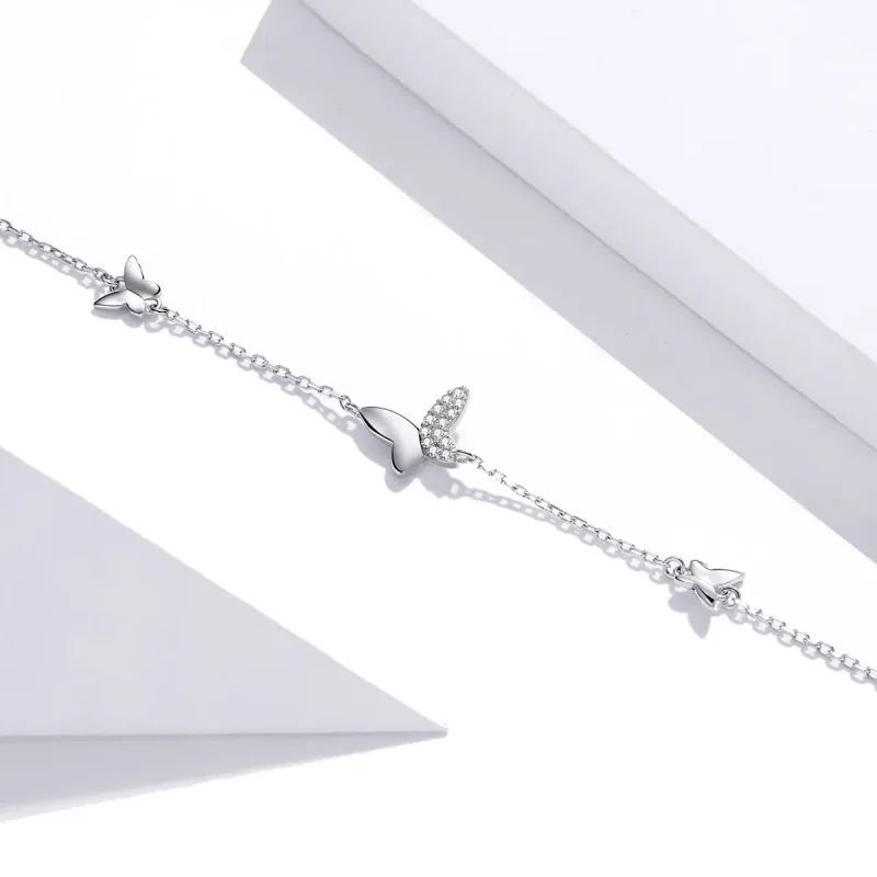 (bilde for) Pandora Style Silver Surrounded Butterflies armbånd - SCB197 - Vis 4