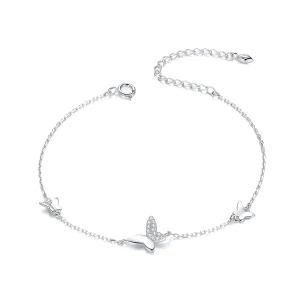 (bilde for) Pandora Style Silver Surrounded Butterflies armbånd - SCB197