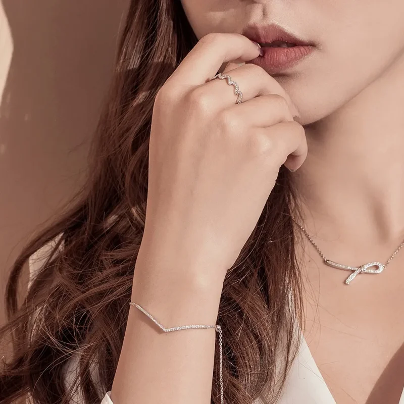 (bilde for) Pandora Style Silver Triumphant Return Chain Slider Armbånd - SCB137 - Vis 2