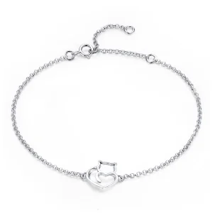 (bilde for) Pandora Style Sølv Adorable Cat Chain Slider Armbånd - SCB102