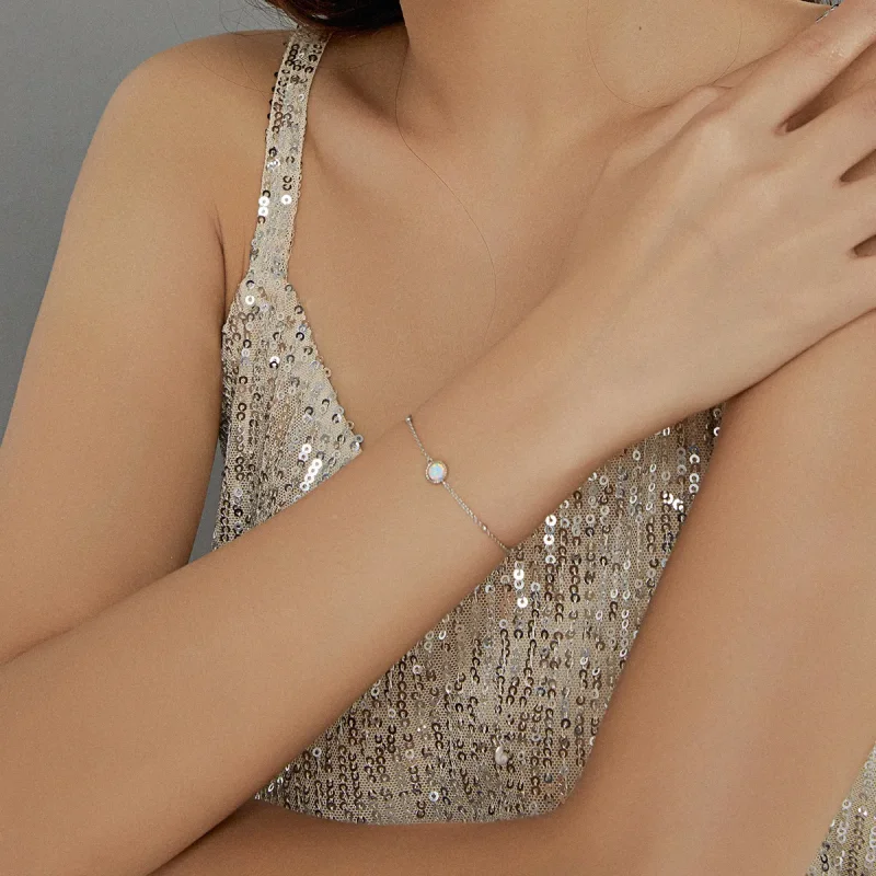 (bilde for) Pandora Style Sølv Lekkert Opal armbånd - BSB054 - Vis 7