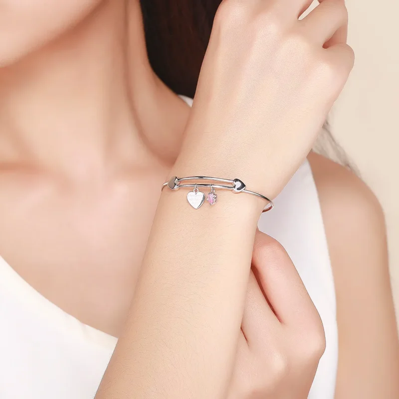 (bilde for) Pandora Style Sølv Love Promise Charm Entwined Slider Bangle - SCB124 - Vis 2