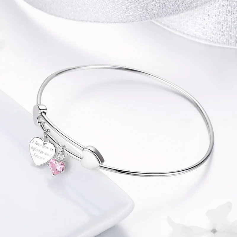 (bilde for) Pandora Style Sølv Love Promise Charm Entwined Slider Bangle - SCB124 - Vis 3