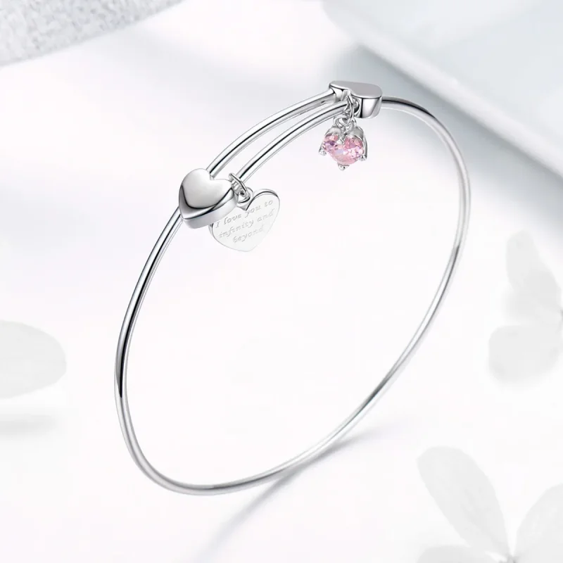 (bilde for) Pandora Style Sølv Love Promise Charm Entwined Slider Bangle - SCB124 - Vis 5