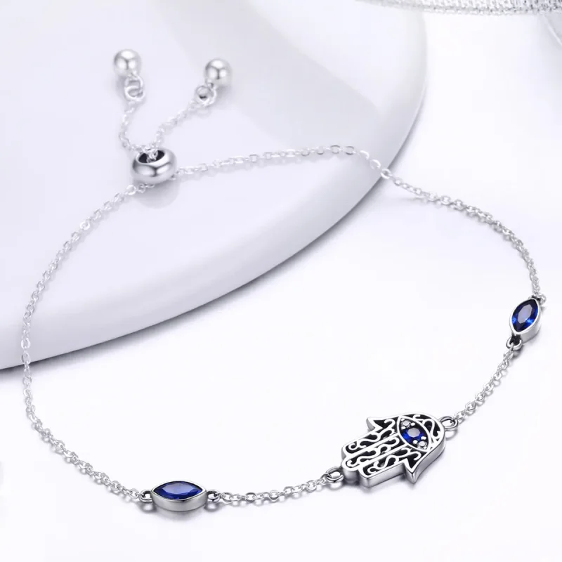 (bilde for) Pandora Style Sølv Spoil Chain Slider Armbånd - SCB076 - Vis 3