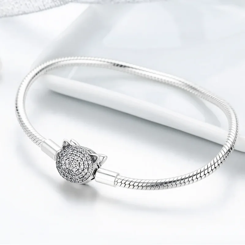 (bilde for) Pandora Style Sølv Søt Cat Chain Armbånd - SCB053 - Vis 4