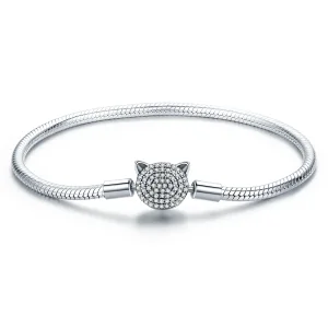 (bilde for) Pandora Style Sølv Søt Cat Chain Armbånd - SCB053