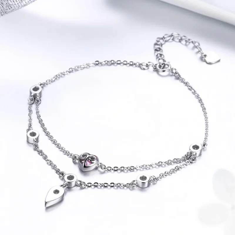 (bilde for) Pandora Style Sølv Sweet Heart Chain Slider Armbånd - SCB090 - Vis 3