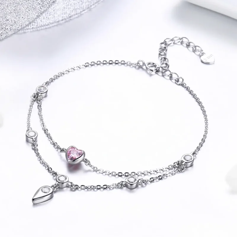(bilde for) Pandora Style Sølv Sweet Heart Chain Slider Armbånd - SCB090 - Vis 6