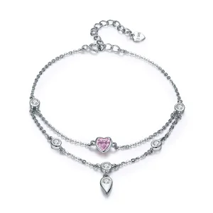 (bilde for) Pandora Style Sølv Sweet Heart Chain Slider Armbånd - SCB090