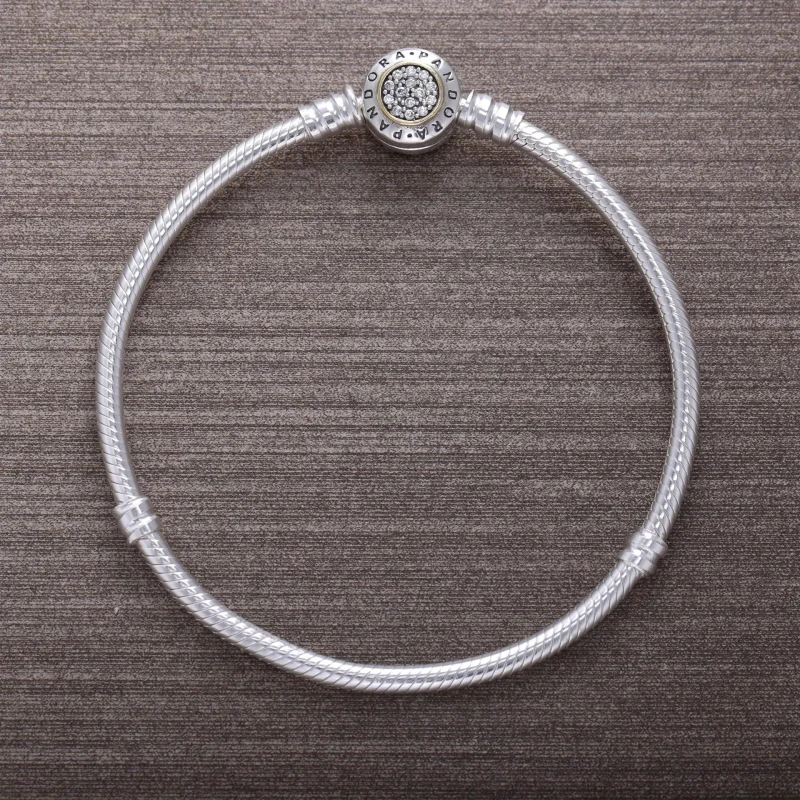 (bilde for) Moments Silver & Gold Bracelet, PANDORA Signature - 590741CZ - Vis 2
