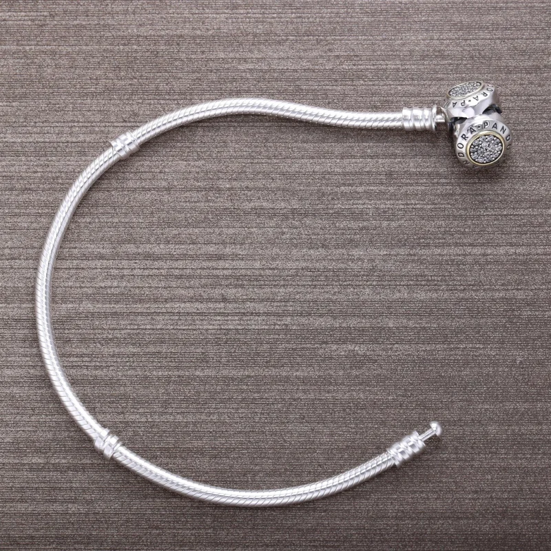 (bilde for) Moments Silver & Gold Bracelet, PANDORA Signature - 590741CZ - Vis 3
