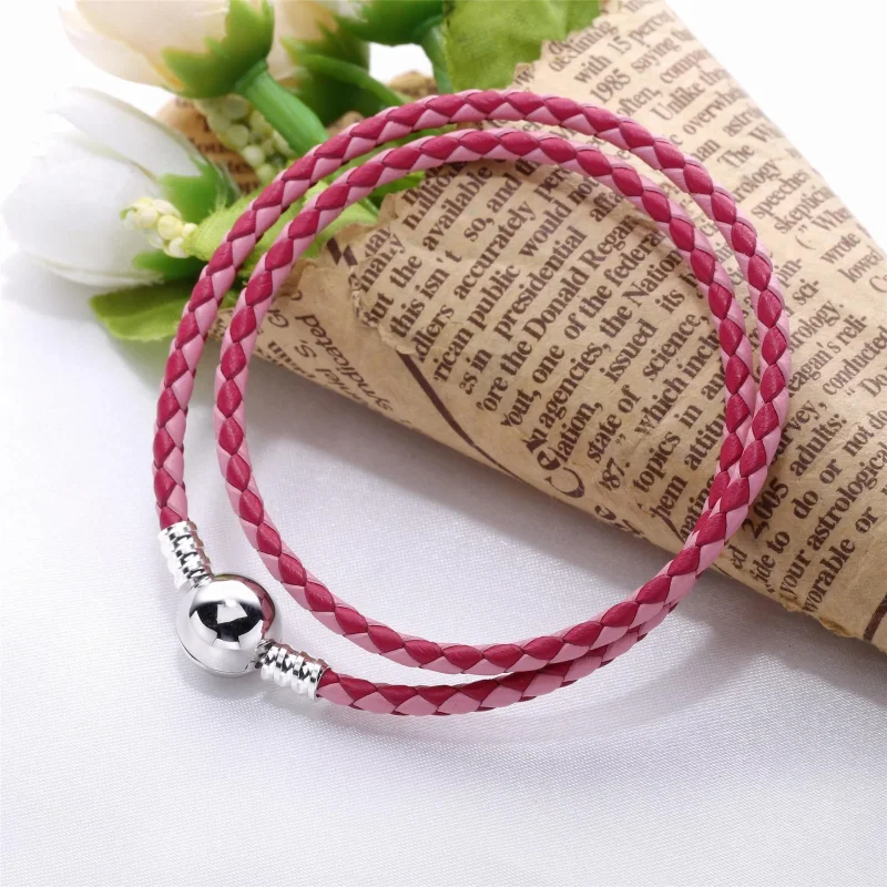 (bilde for) PANDORA blandet rosa vevd dobbelskinnsjarmbånd - 590747CPMX-D - Vis 2