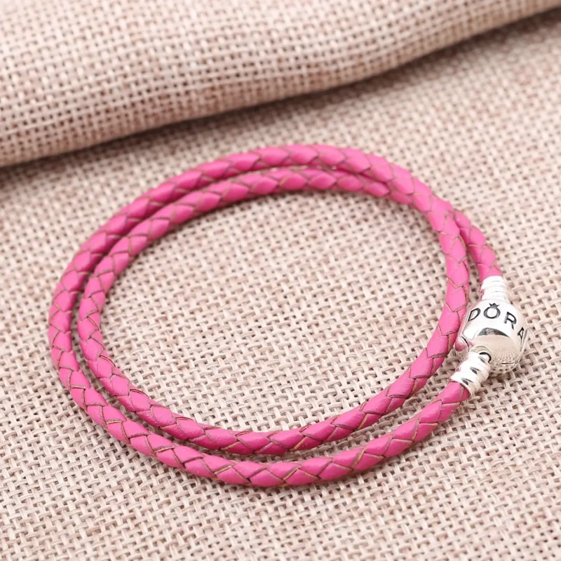 (bilde for) PANDORA dobbelt rosa skinnarmbånd - 590705CDB-R - Vis 2