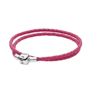 (bilde for) PANDORA dobbelt rosa skinnarmbånd - 590705CDB-R