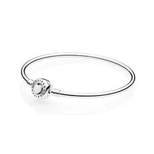 (bilde for) PANDORA logo heart silver bangle with silver enamel - 590746EN23