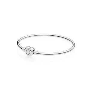 (bilde for) Pandora Moments Silver Bangle, Logo Heart Clasp - 596268