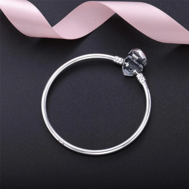 (bilde for) Pandora Moments Silver Bangle, Wishful Heart - 590729CZ - Vis 4