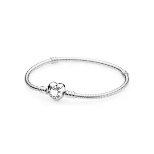 (bilde for) Pandora Moments Silver Bracelet, Heart Clasp - 590719