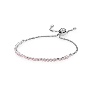 (bilde for) Pandora Rhodium plated silver bracelet with pink cubic zirconia - 590524PCZ