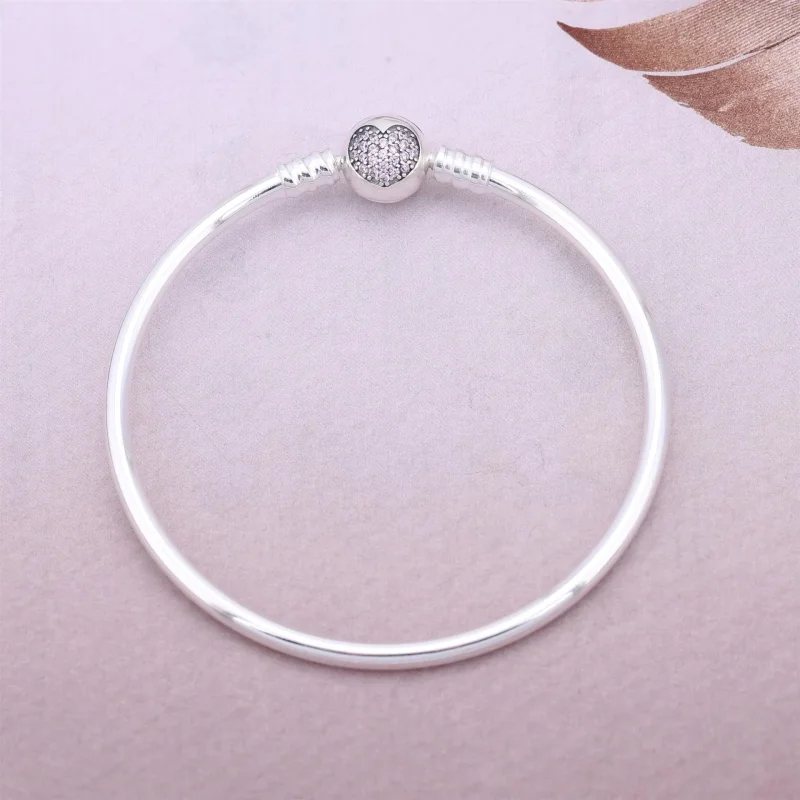 (bilde for) Pandora Silver bangle bracelet with pink cubic zirconia - 590716PCZ - Vis 2