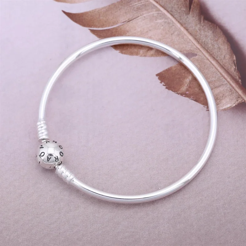 (bilde for) Pandora Silver bangle bracelet with pink cubic zirconia - 590716PCZ - Vis 3