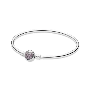 (bilde for) Pandora Silver bangle bracelet with pink cubic zirconia - 590716PCZ
