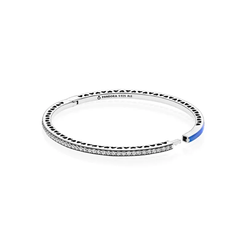 (bilde for) Pandora Silver bangle with blue enamel and clear cubic zirconia - 590537EN82 - Vis 2