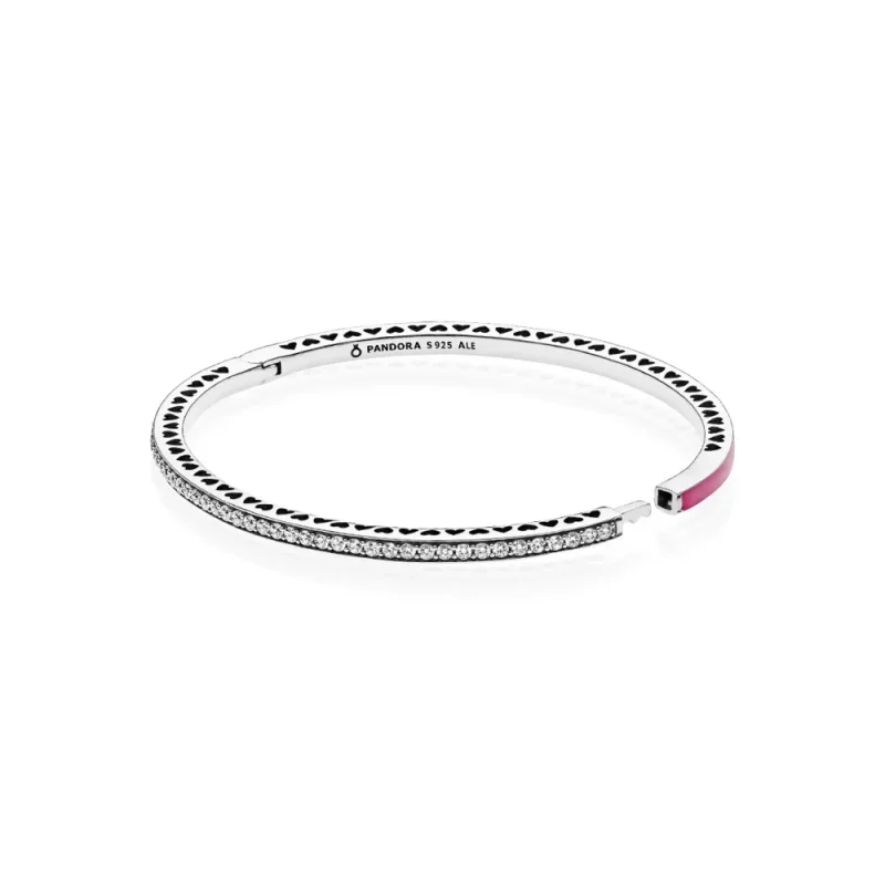 (bilde for) Pandora Silver bangle with orchid enamel and clear cubic zirconia - 590537EN69 - Vis 2