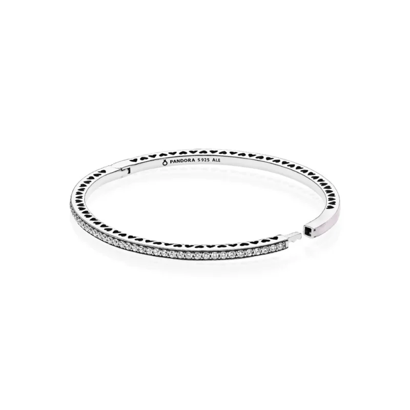 (bilde for) Pandora Silver bangle with pink enamel and clear cubic zirconia - 590537EN68 - Vis 2