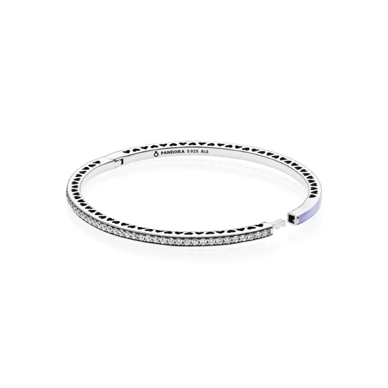 (bilde for) Pandora Silver bangle with purple enamel and clear cubic zirconia - 590537EN66 - Vis 2