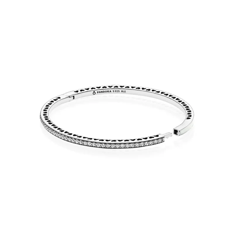 (bilde for) Pandora Silver bangle with silver enamel and clear cubic zirconia - 590537EN23 - Vis 2