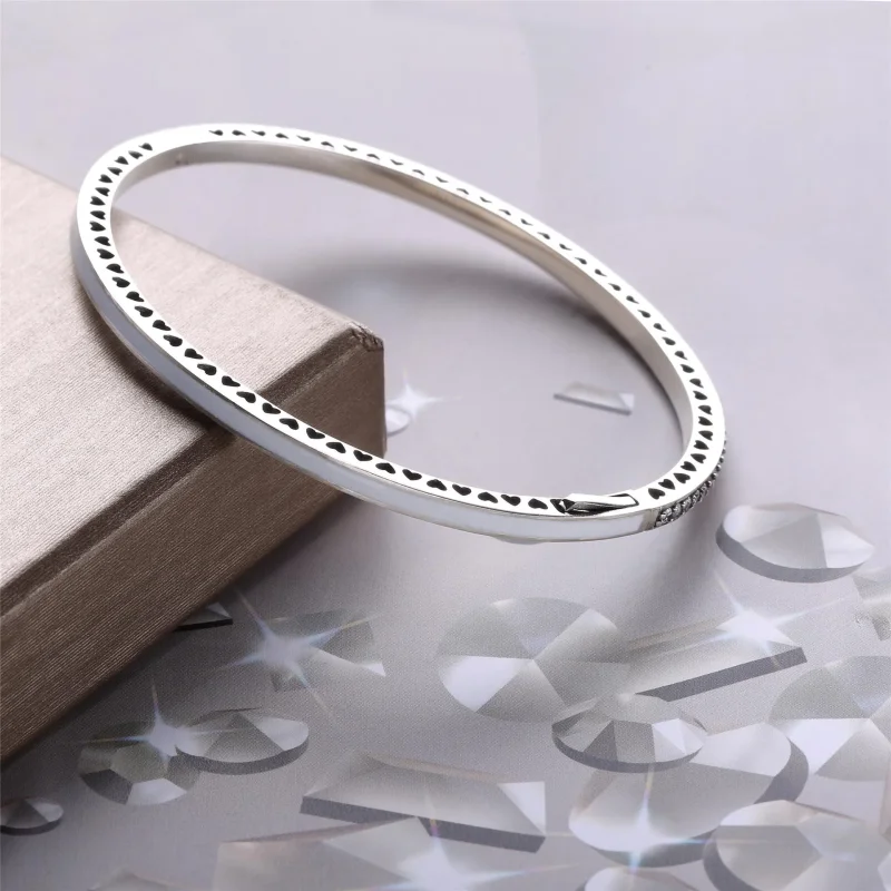 (bilde for) Pandora Silver bangle with silver enamel and clear cubic zirconia - 590537EN23 - Vis 3