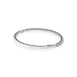 (bilde for) Pandora Silver bangle with silver enamel and clear cubic zirconia - 590537EN23