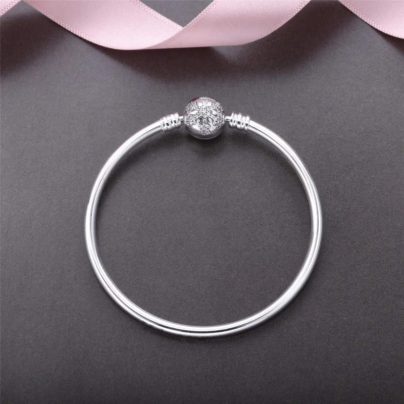 (bilde for) Pandora Snowflake silver bangle with clear cubic zirconia - 590740CZ - Vis 2