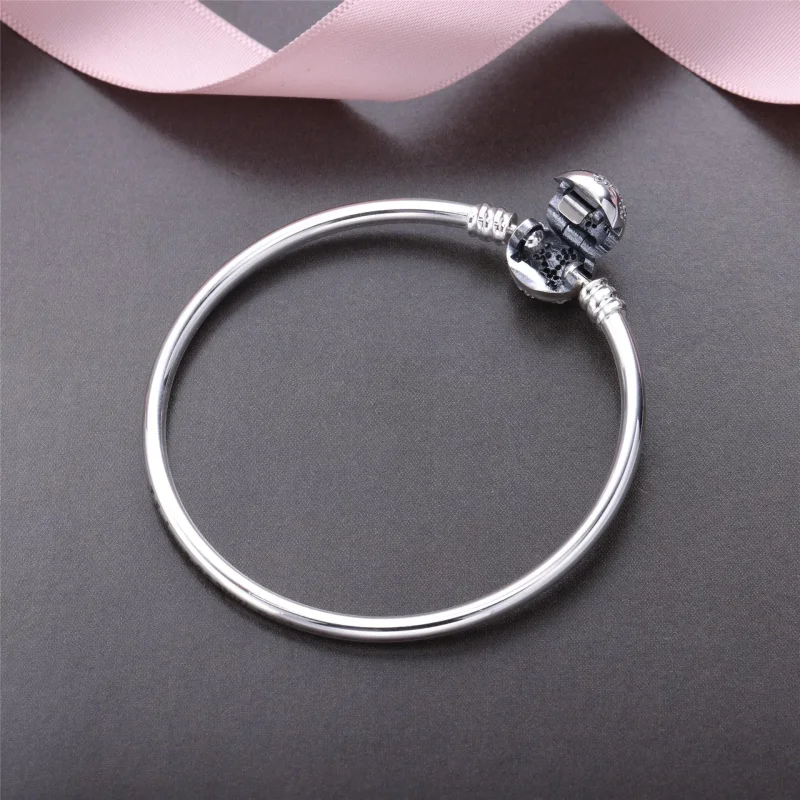 (bilde for) Pandora Snowflake silver bangle with clear cubic zirconia - 590740CZ - Vis 3