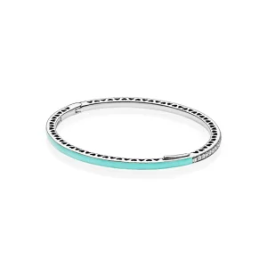 (bilde for) Radiant Hearts of PANDORA Bangle Armbånd, Bright Mint Enamel & Clear CZ - 590537en105