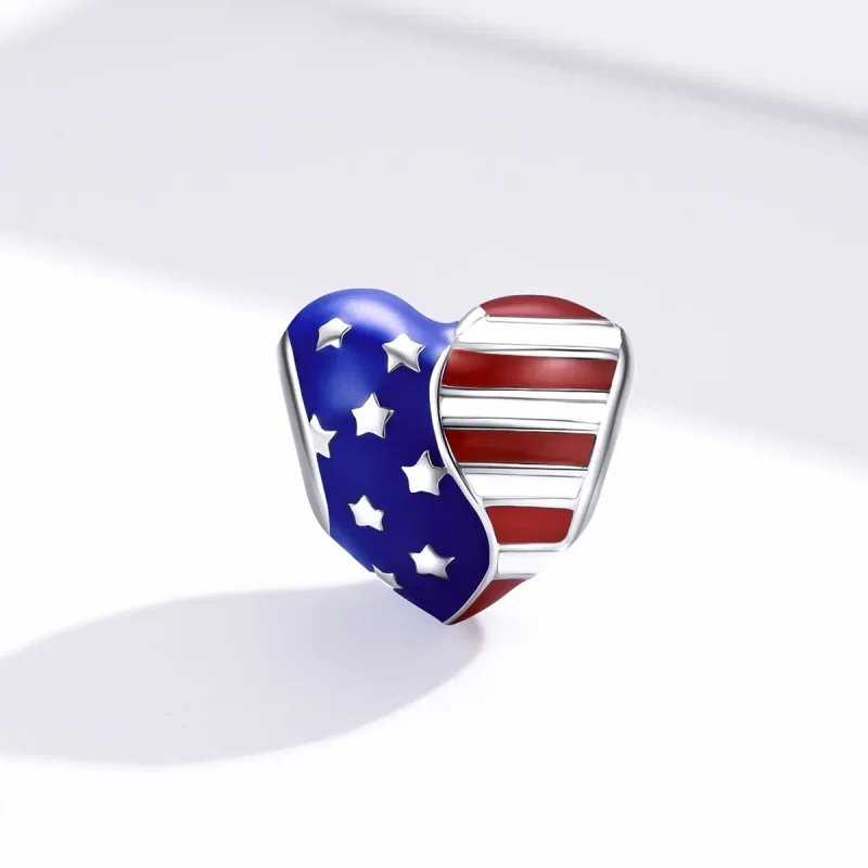 (bilde for) Pandora Style American Flag Charm - BSC281 - Vis 4