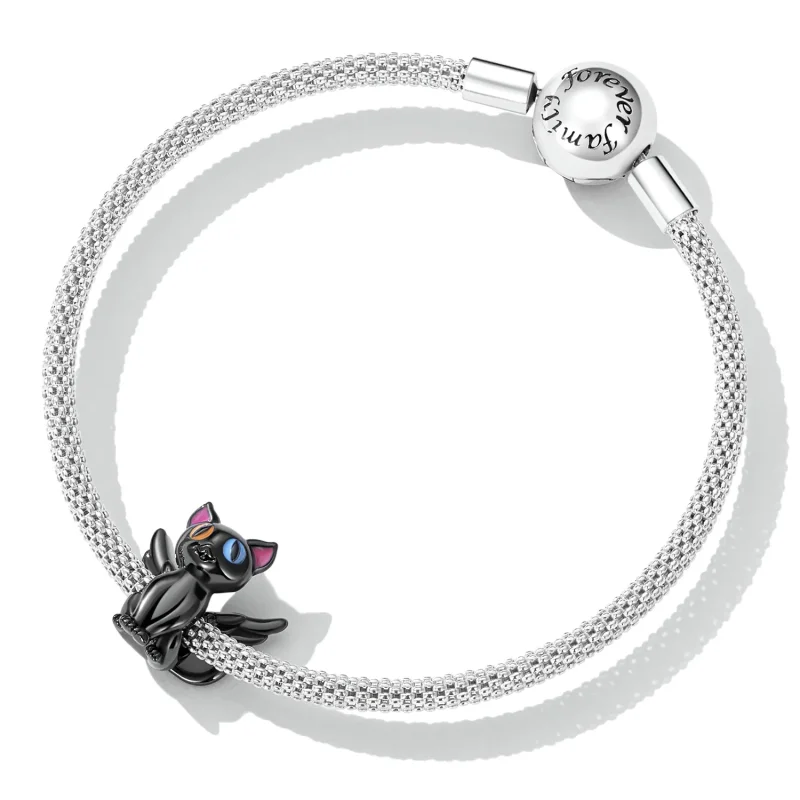 (bilde for) Pandora Style Angel Cat Charm - SCC2299-BK - Vis 5