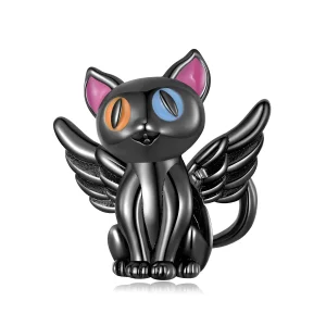 (bilde for) Pandora Style Angel Cat Charm - SCC2299-BK