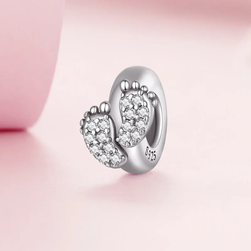 (bilde for) Pandora Style Baby Feet Spacer Charm - BSC688 - Vis 2