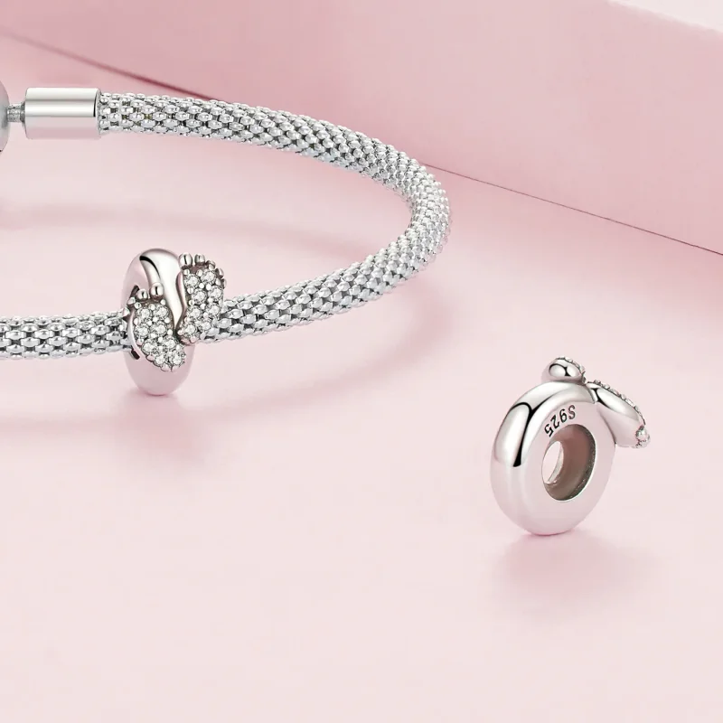 (bilde for) Pandora Style Baby Feet Spacer Charm - BSC688 - Vis 4