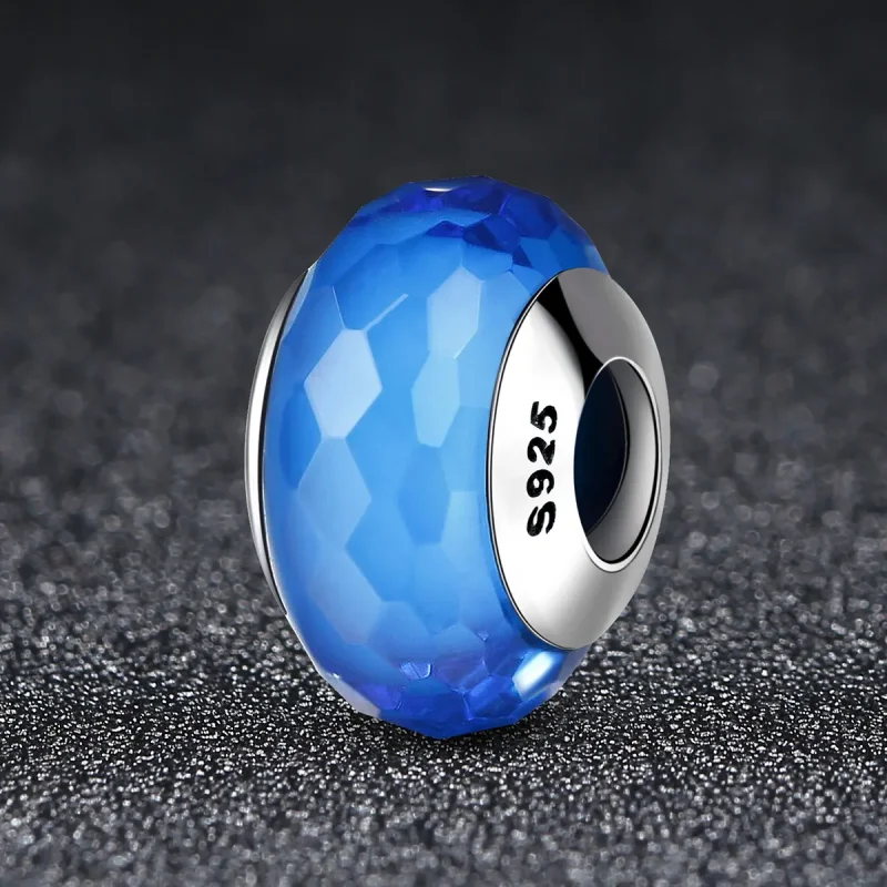 (bilde for) Pandora Style Blå Fasett Murano Glass Perle Charm - SCZ037 - Vis 2
