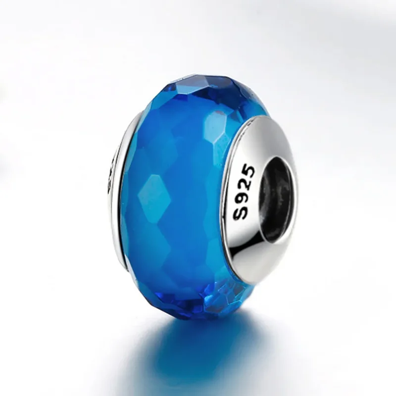 (bilde for) Pandora Style Blå Fasett Murano Glass Perle Charm - SCZ037 - Vis 3